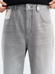 Men's Distressed Jeans with Leather Patch