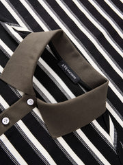 Men's Casual Color-Contrast Stripe Polo Shirt
