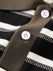 Men's Casual Color-Contrast Stripe Polo Shirt