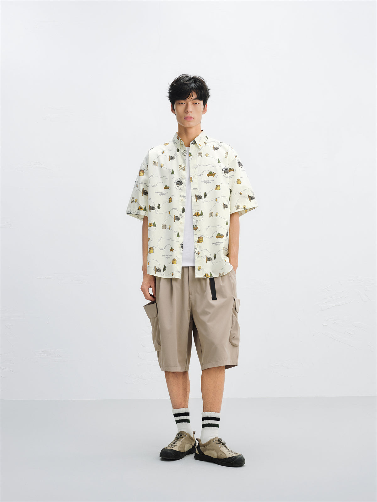 Men's Cotton Short-Sleeve Shirt with Allover Print