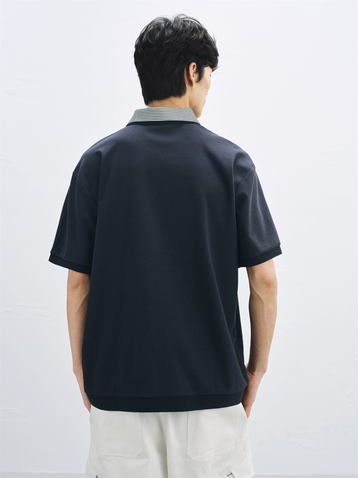 Men's 40-Count Polo Shirt with Contrast Striped Collar