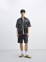 Men's Tie-Dye Utility Shirt with Chest Pockets