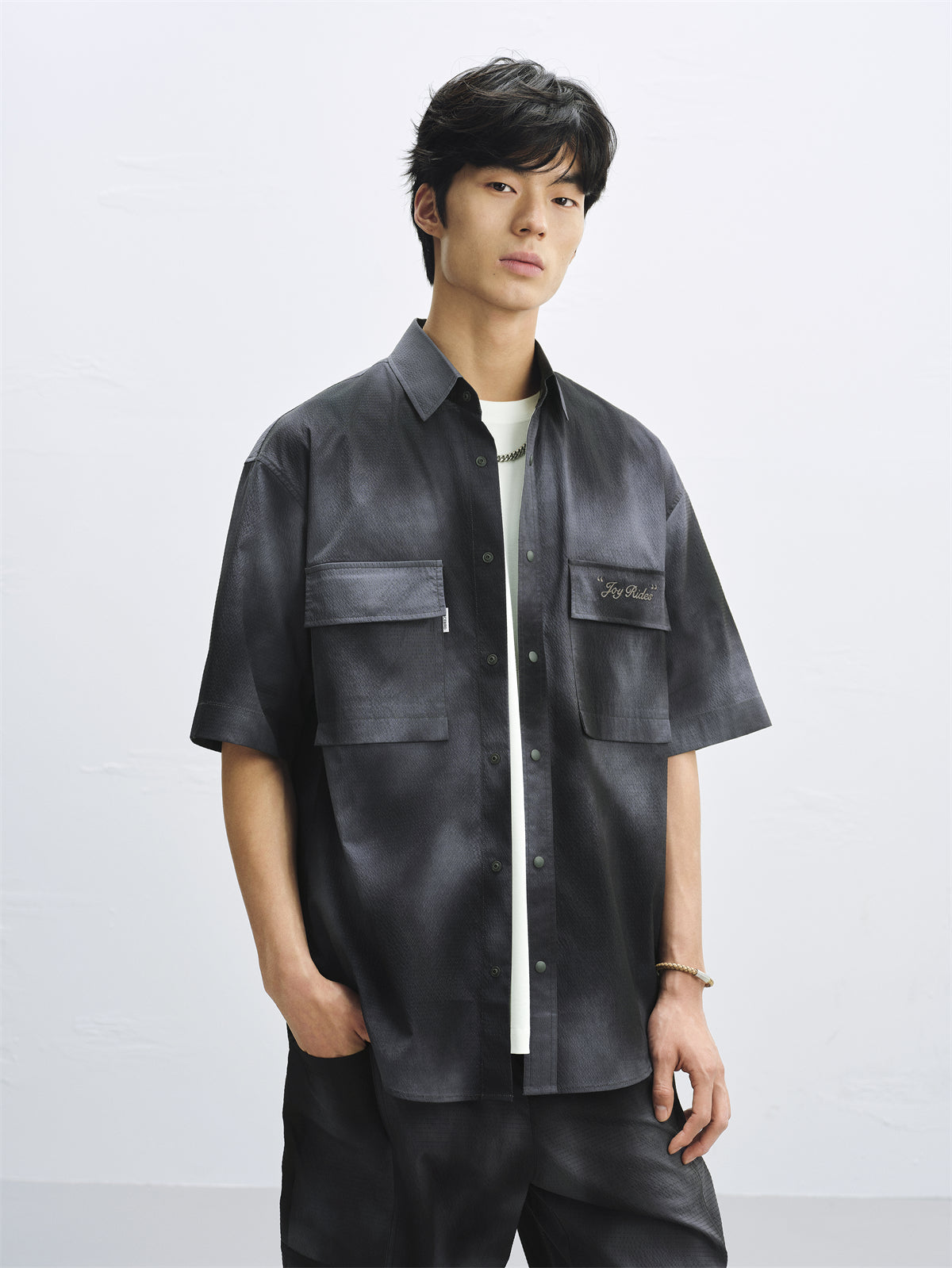 Men's Tie-Dye Utility Shirt with Chest Pockets
