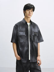 Men's Tie-Dye Utility Shirt with Chest Pockets