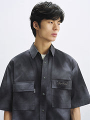 Men's Tie-Dye Utility Shirt with Chest Pockets