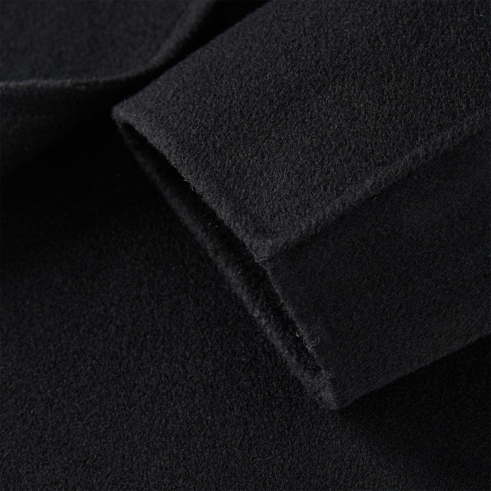 Women's Black Straight Double-faced Wool Coat