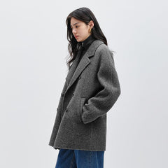 Women's Gray Straight Wool Coat