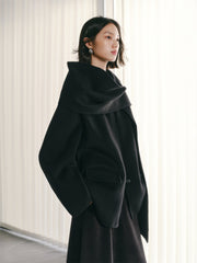 Women's Short Cashmere Coat with Scarf