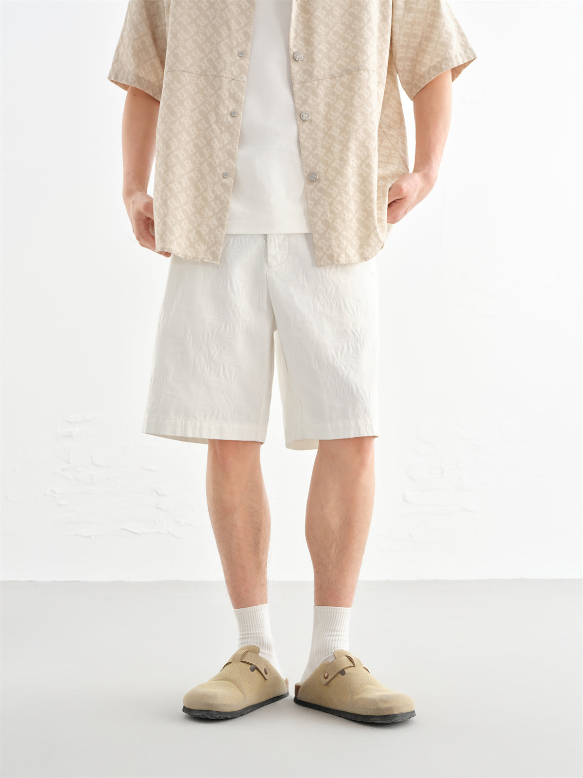 Men's Allover Jacquard Cotton Denim Shorts