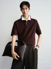 Men's Open-Collar Knit Polo Shirt