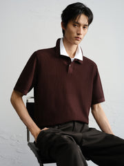 Men's Open-Collar Knit Polo Shirt