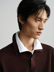 Men's Open-Collar Knit Polo Shirt