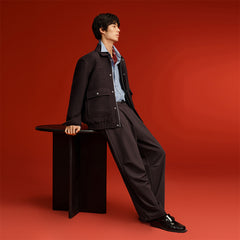 Men's Burgundy Tweed-Texture Tailored Jacket