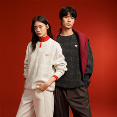 Men's Relaxed Allover Heart Jacquard Sweater