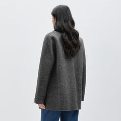 Women's Gray Straight Wool Coat