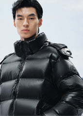 Men's Glossy Hooded Goose Down Jacket
