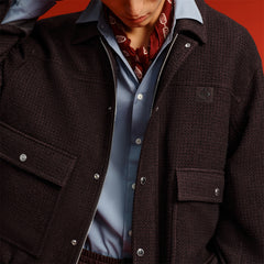 Men's Burgundy Tweed-Texture Tailored Jacket