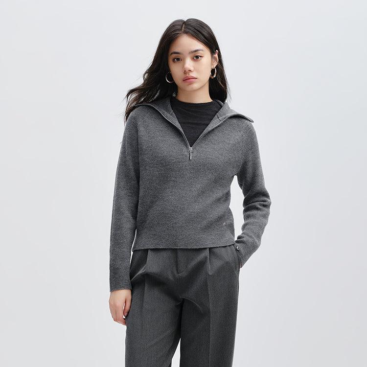 Women's Gray Half Zip Pullover