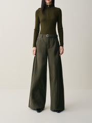 Women's Wide-Leg Pants with Detachable Belt