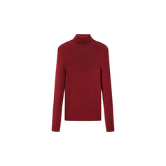 Women's Red Turtleneck Wool Pullover