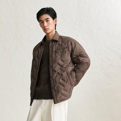 Men's Brown Embossed Label Puffer Jacket