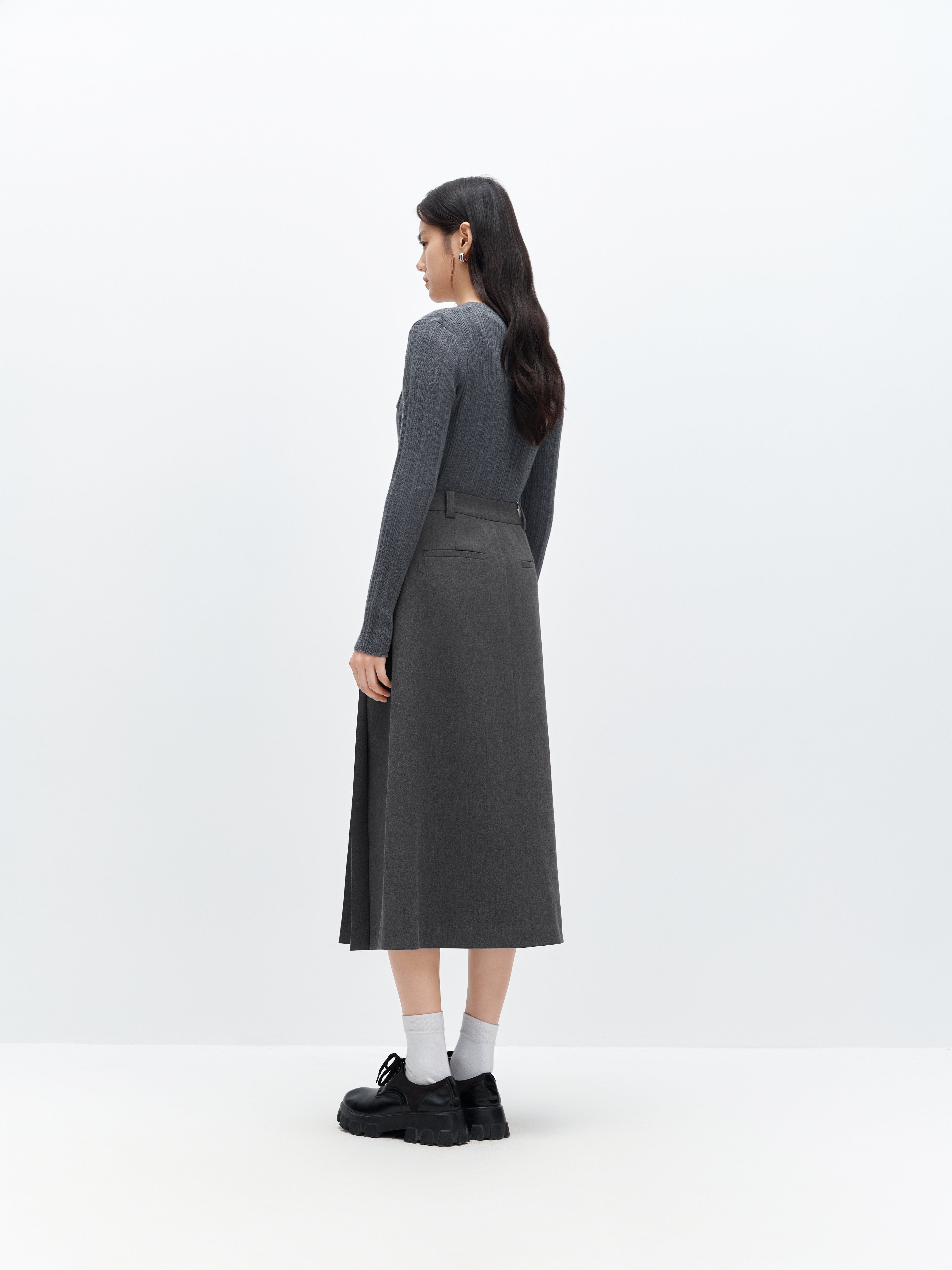 Women's Pleated A Line Midi Skirt