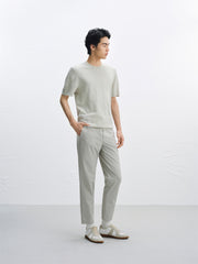 Men's Short-Sleeve Knit T-Shirt with Geometric Jacquard