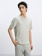 Men's Short-Sleeve Knit T-Shirt with Geometric Jacquard