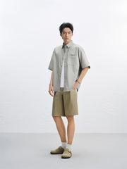 Men's Solid Relaxed-Fit Short-Sleeve Shirt