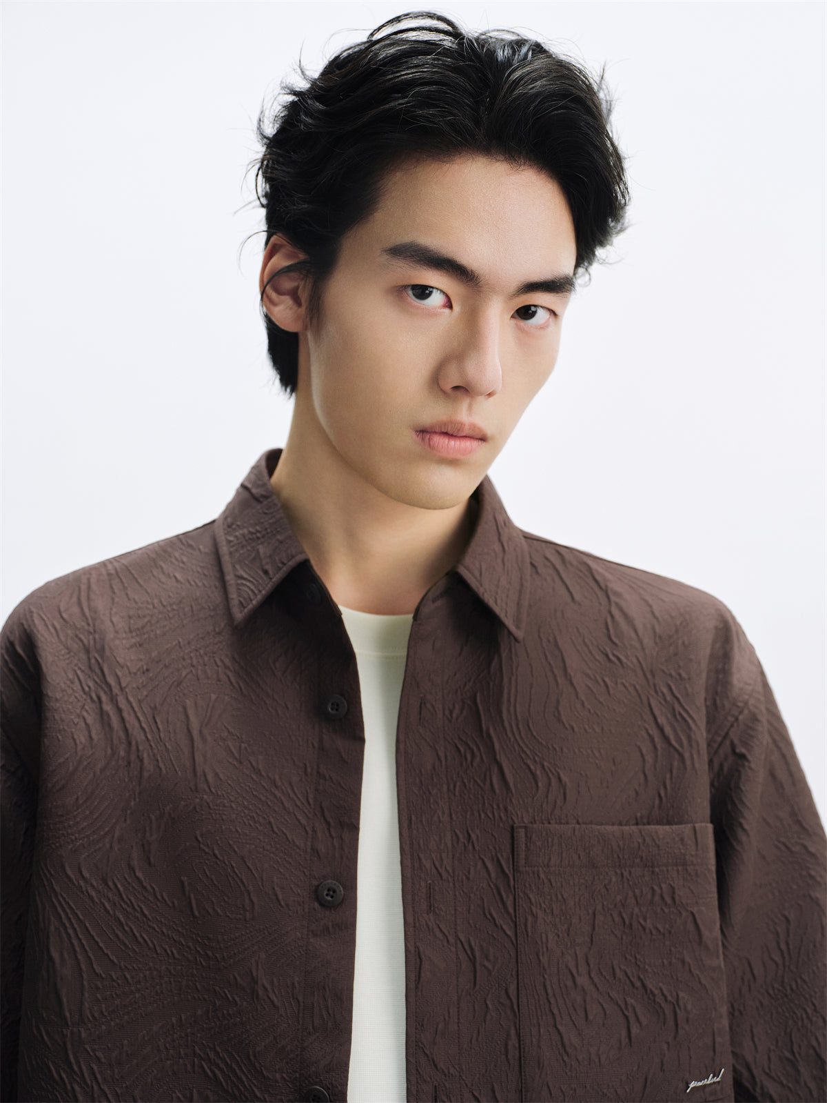 Men's Crinkled Texture Short-Sleeve Shirt