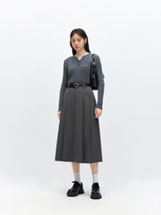 *US Final Sale*Women's Pleated A Line Midi Skirt