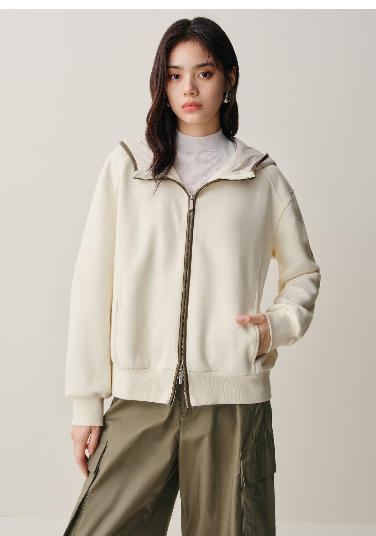 Women's Soft Hooded Jacket with Down-Filled Hood