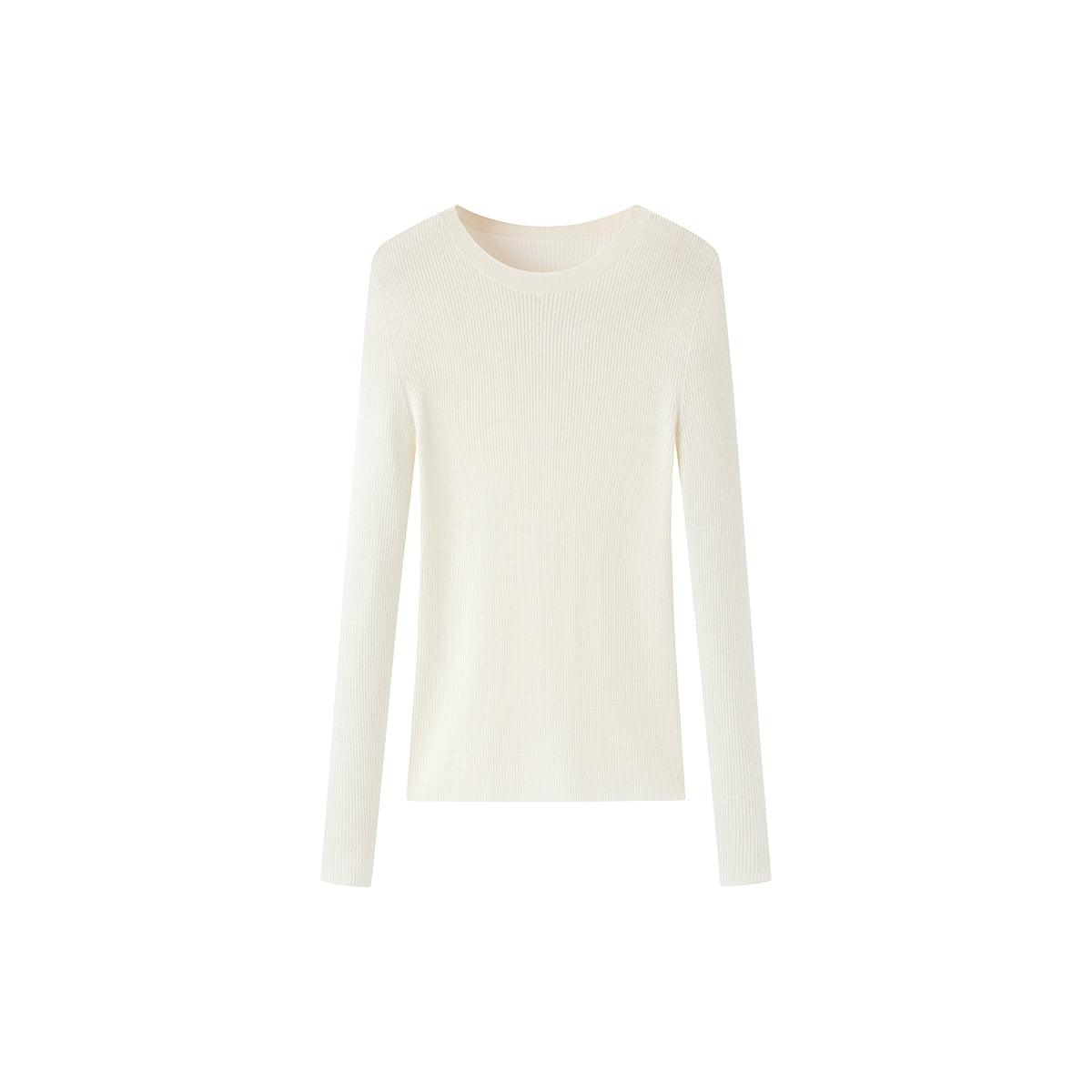 Women's Beige Round Neck Wool Pullover