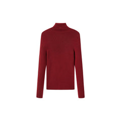 Women's Red Turtleneck Wool Pullover