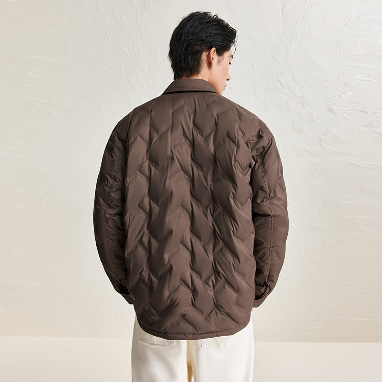 Men's Brown Embossed Label Puffer Jacket