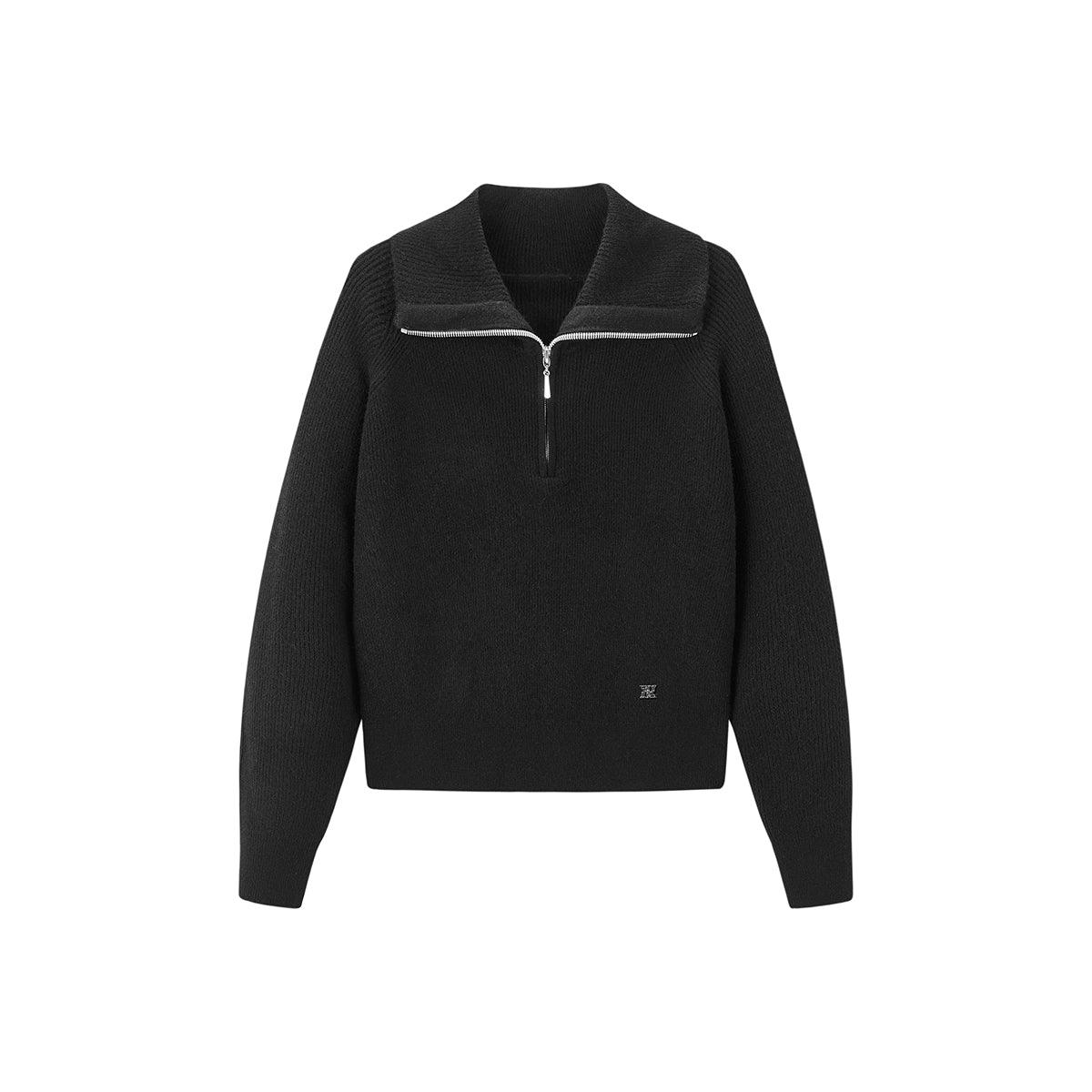 Women's Black Half Zip Pullover