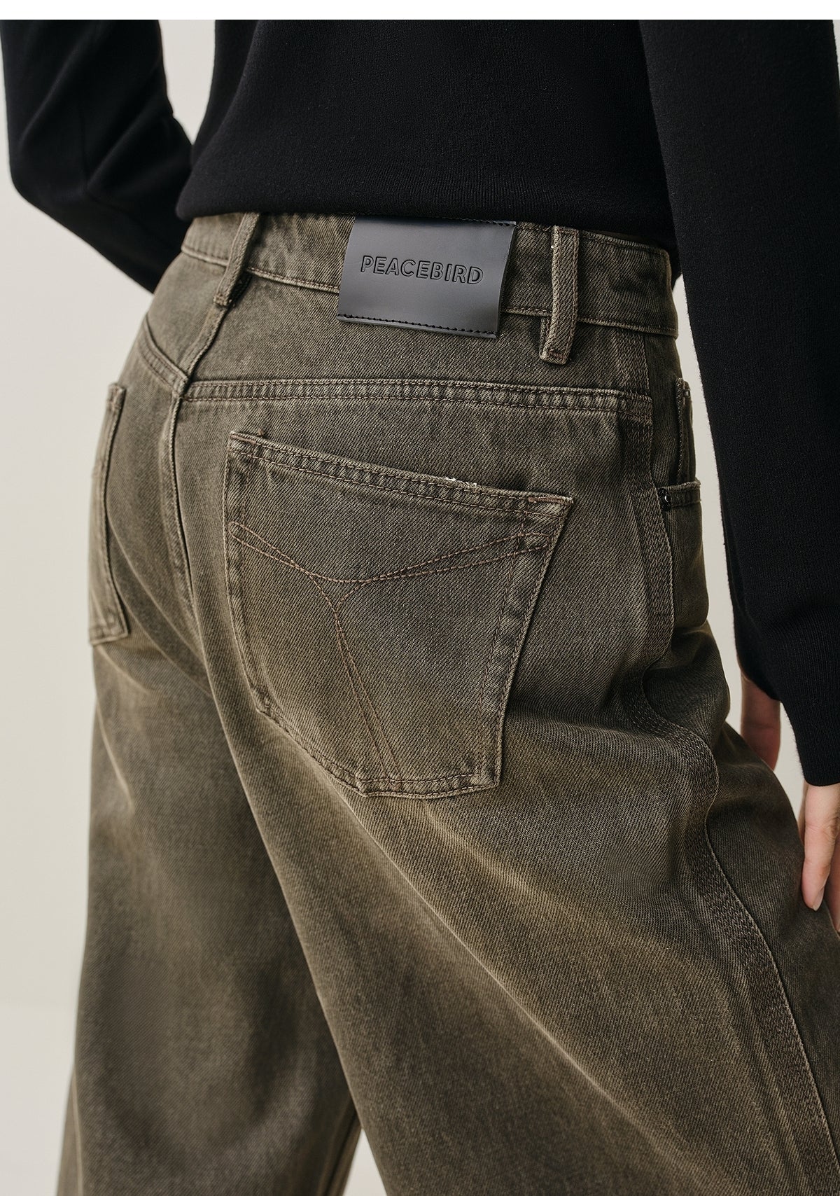 Women's Distressed Wide-Leg Jeans with Whiskering
