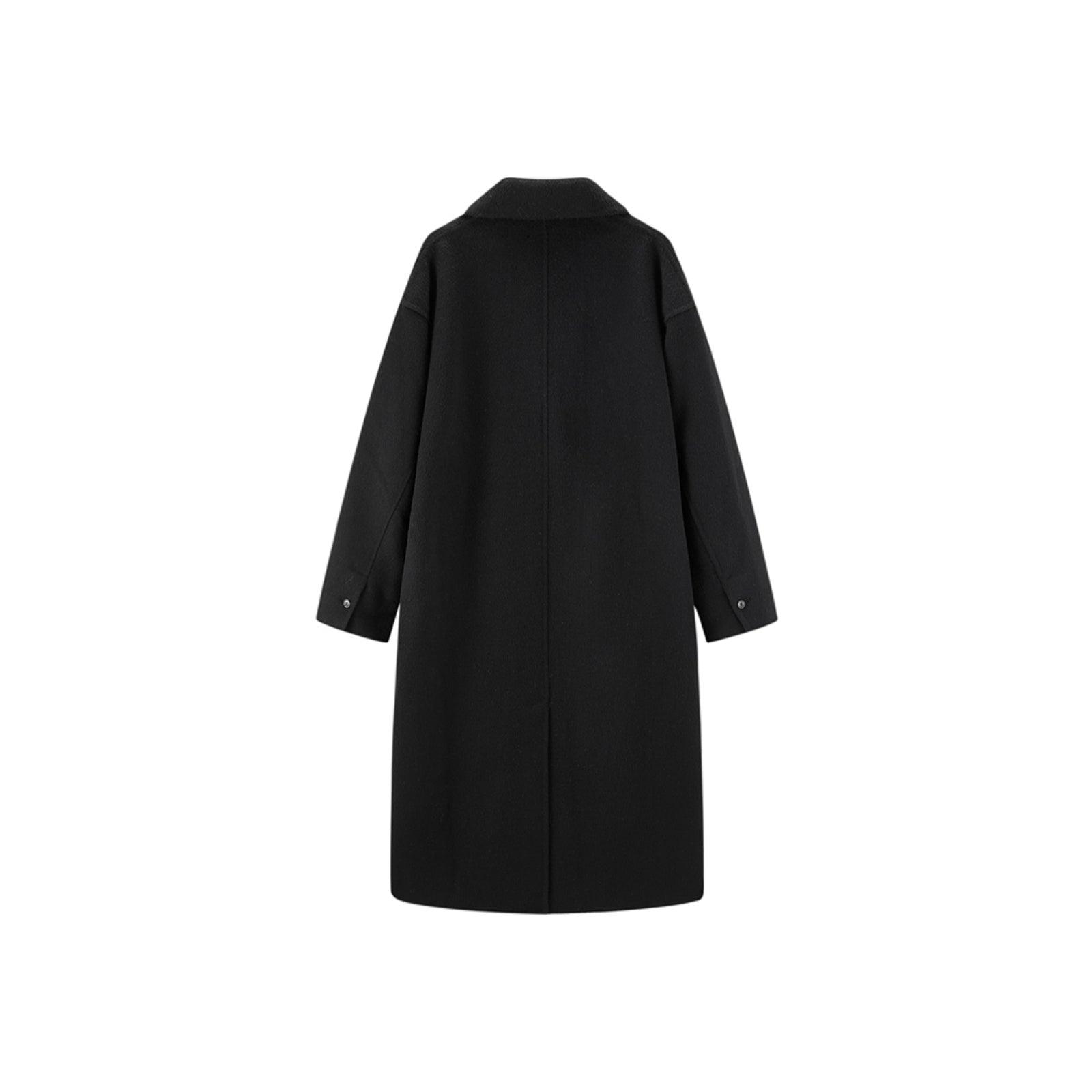 Women's Black Straight Wool Coat