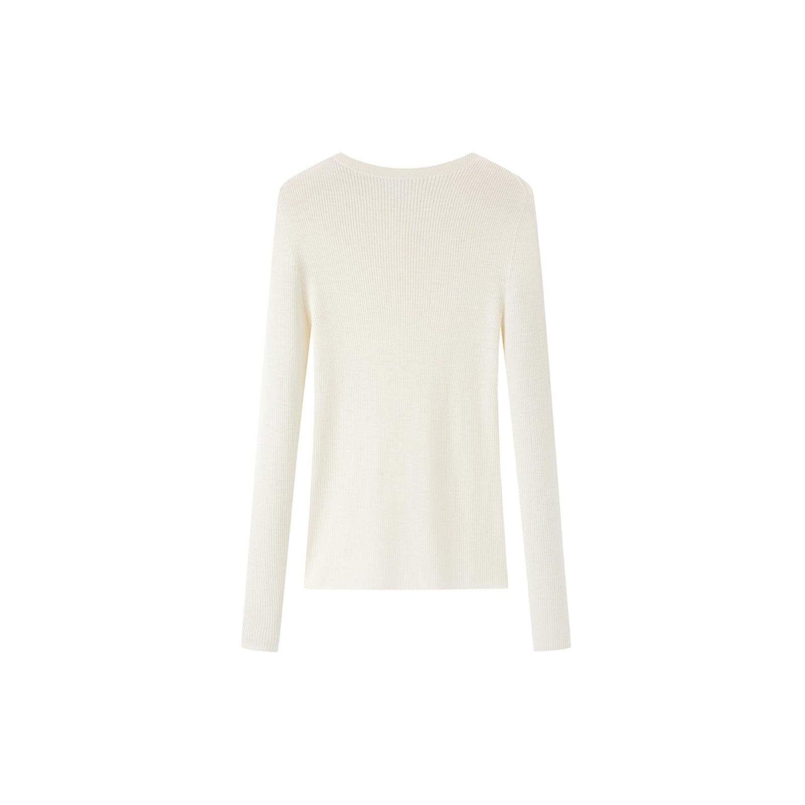 Women's Beige Round Neck Wool Pullover