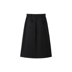 Women's Black Pleated A Line Midi Skirt