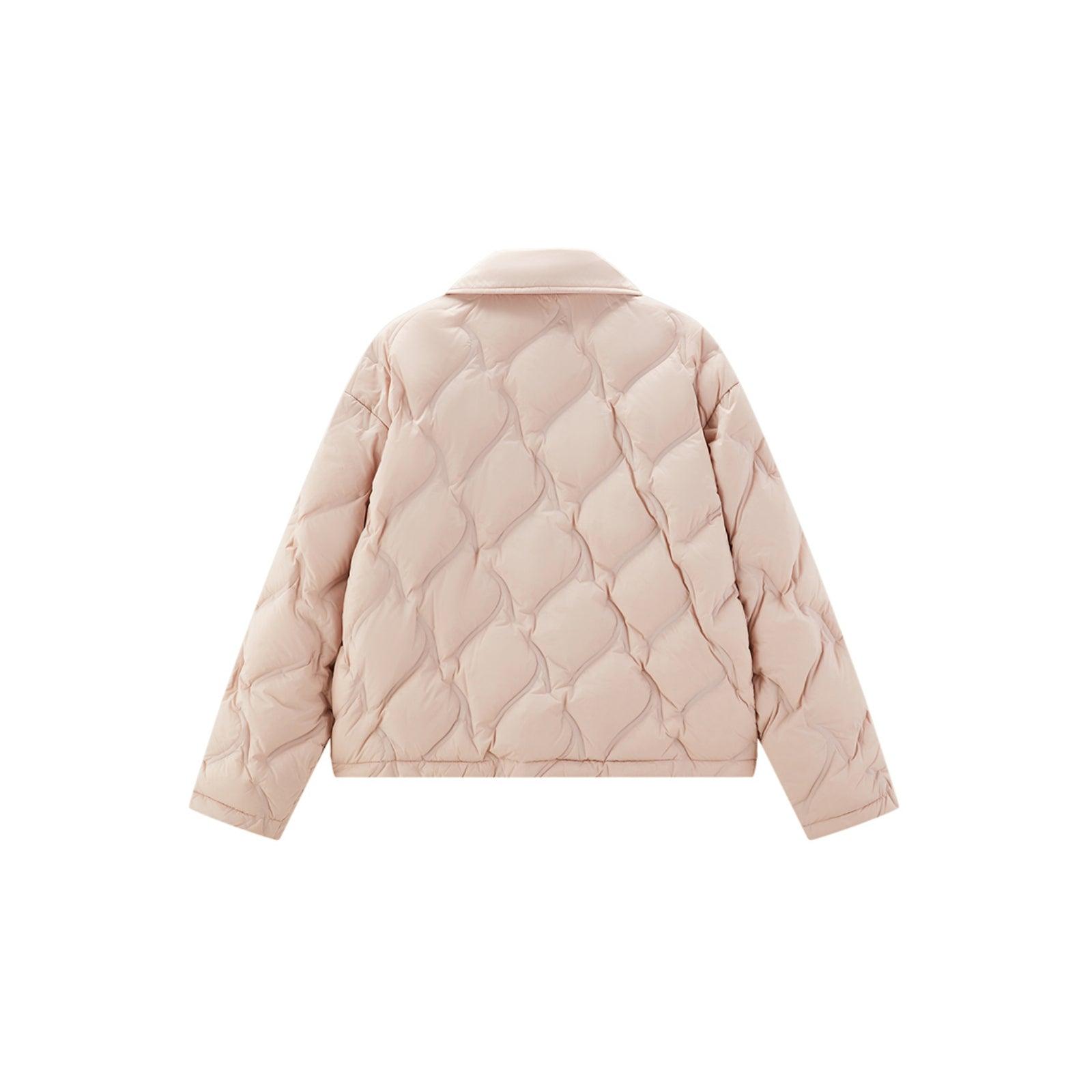 Women's Pink Argyle Embossing Puffer Jacket