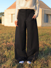 Women's Casual Solid Thermal Curved-Leg Pants
