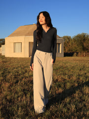 Women's Casual Solid Thermal Curved-Leg Pants