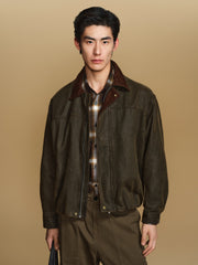 Men's Barn-Style Washed Distressed Jacket