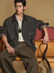 Men's Barn-Style Faux-Suede Safari Jacket