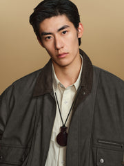 Men's Barn-Style Faux-Suede Safari Jacket