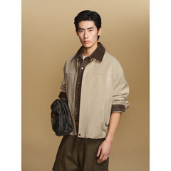 Men's Barn-Style Contrast-Collar Utility Jacket