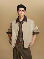 Men's Barn-Style Contrast-Collar Utility Jacket