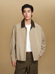 Men's Barn-Style Contrast-Collar Utility Jacket
