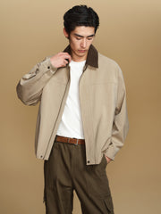 Men's Barn-Style Contrast-Collar Utility Jacket